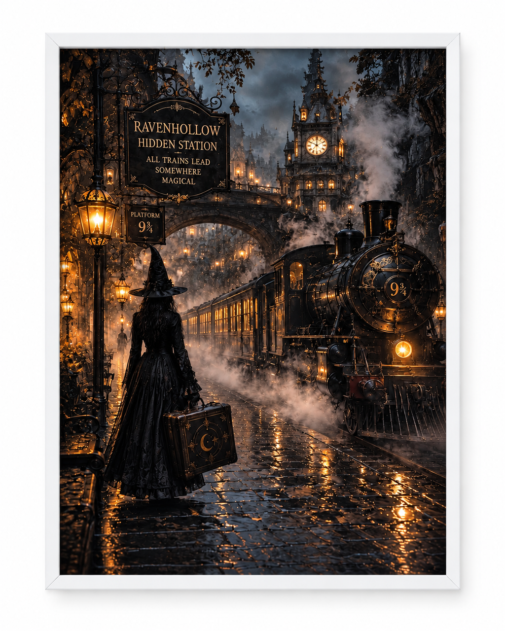 Ravenhollow Hidden Station Gothic Witch Train Art Print