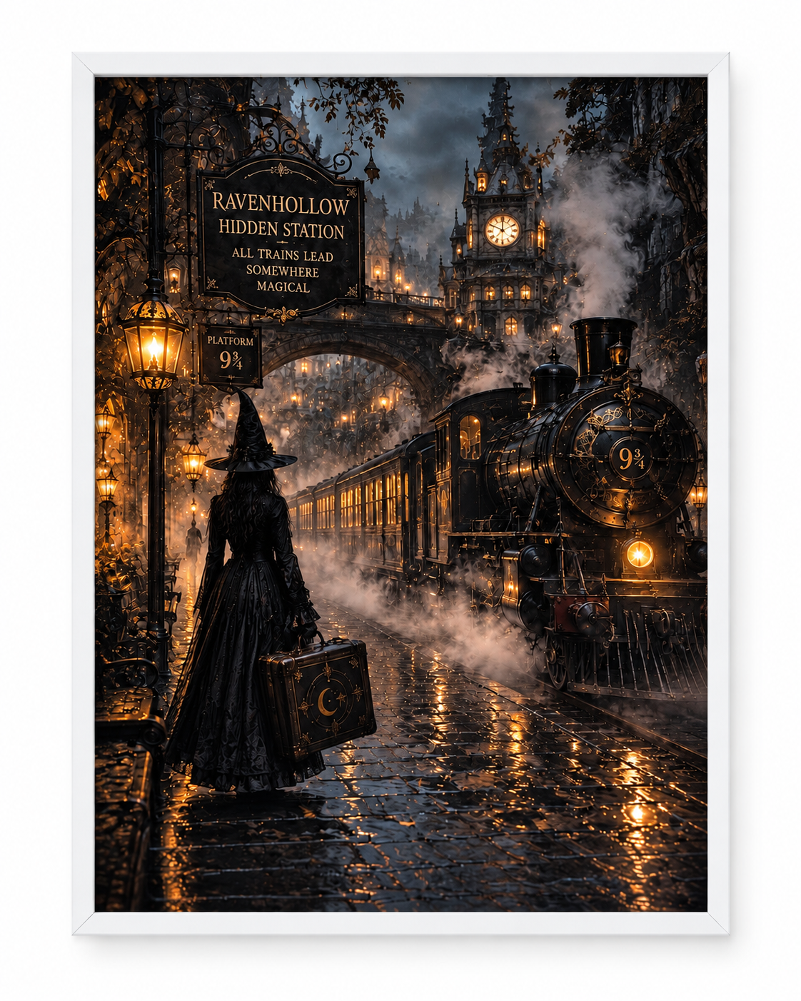 Ravenhollow Hidden Station Gothic Witch Train Art Print