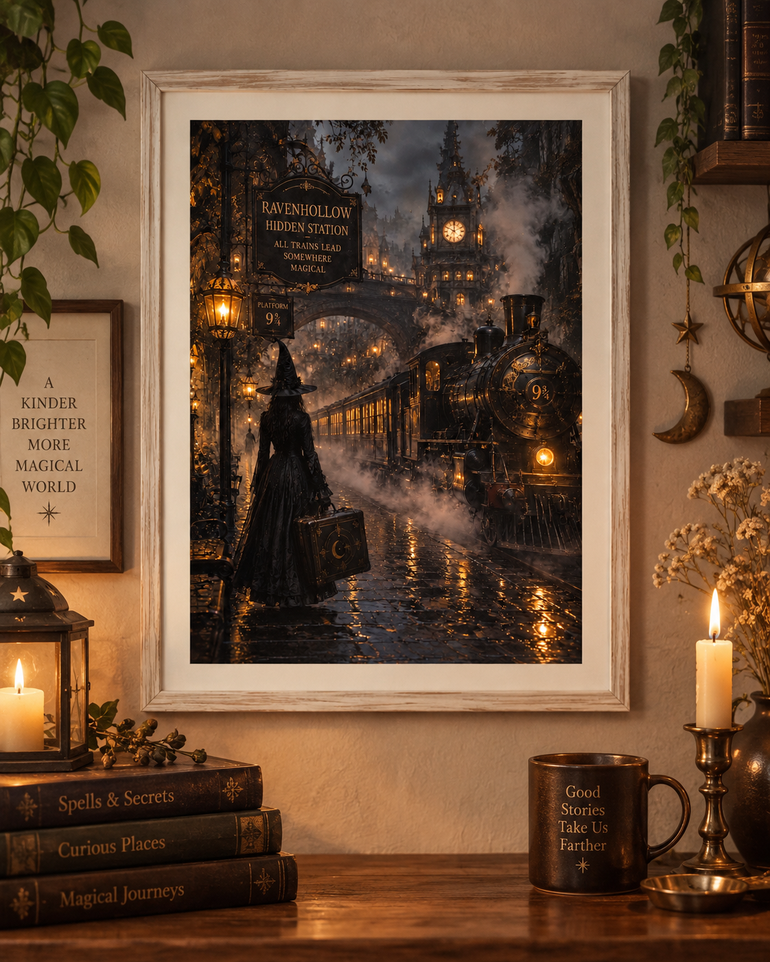 Ravenhollow Hidden Station Gothic Witch Train Art Print