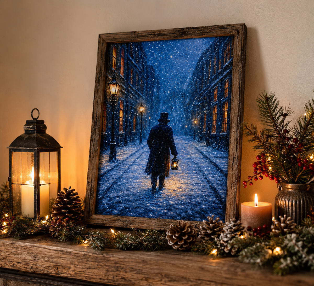 Scrooge walking through the snow A4 Art print