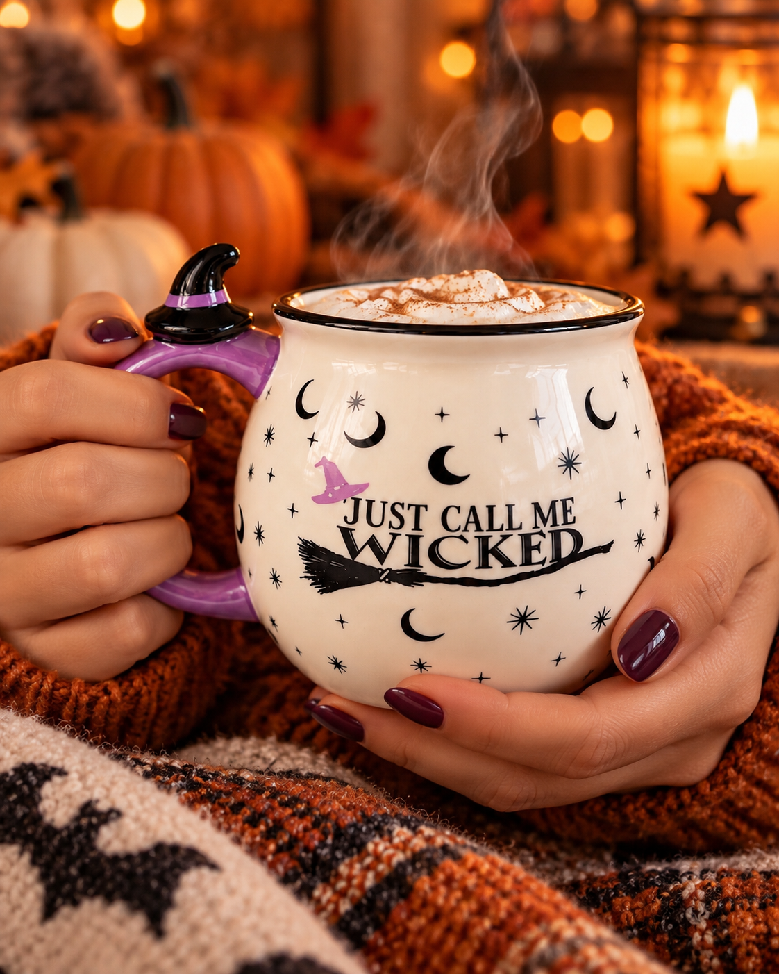 Just Call Me Wicked Witch Mug – Halloween Ceramic Cup with Witch Hat Handle