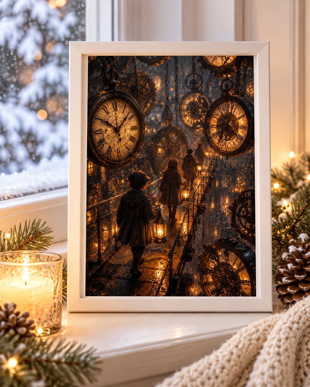Clockwork Lantern Path A4 Print – Fantasy Wall Art