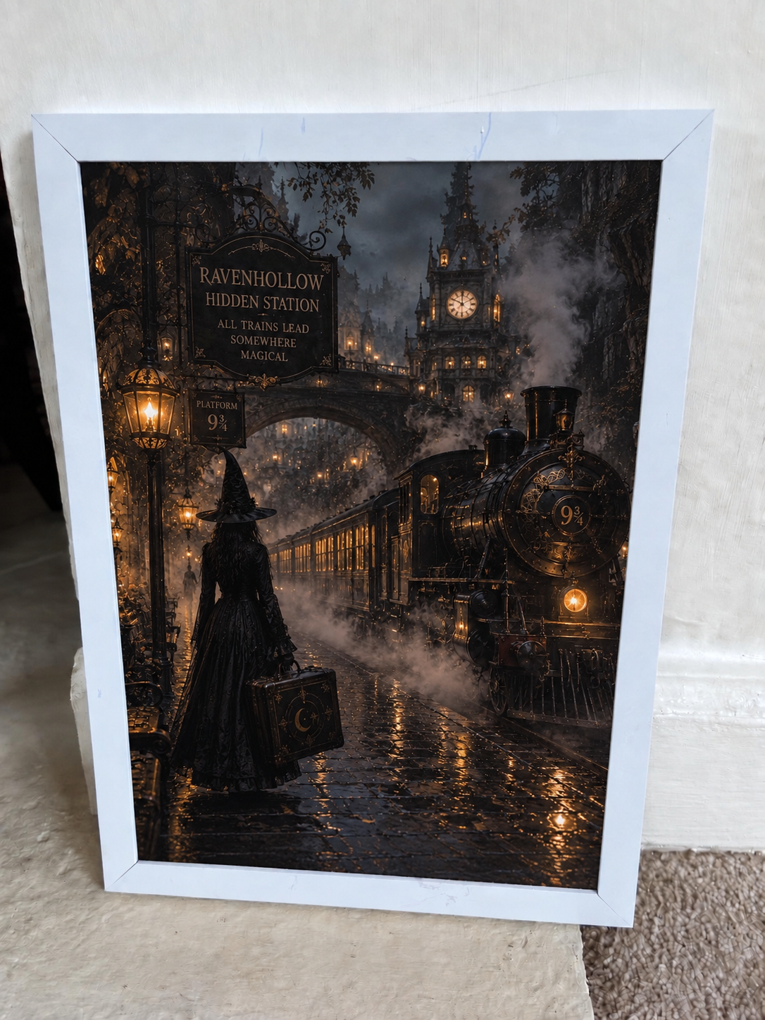 Ravenhollow Hidden Station Gothic Witch Train Art Print
