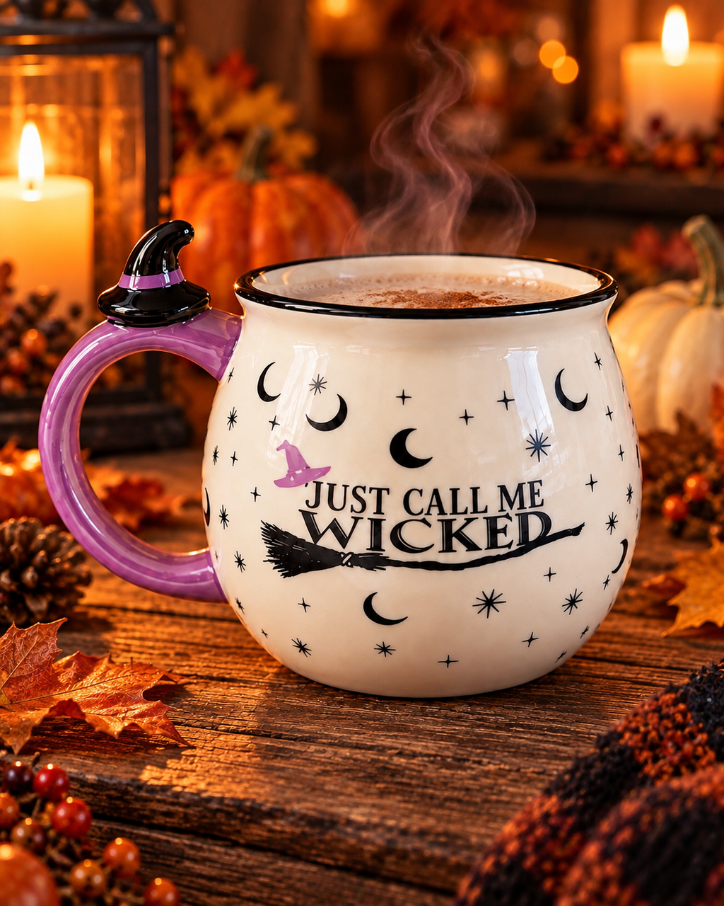 Just Call Me Wicked Witch Mug – Halloween Ceramic Cup with Witch Hat Handle