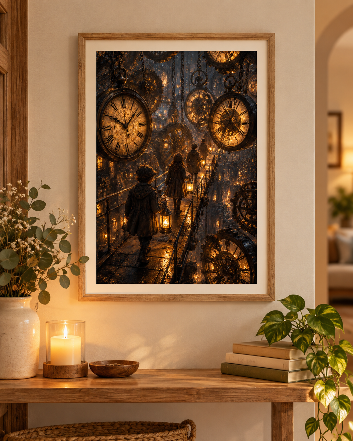 Clockwork Lantern Path A4 Print – Fantasy Wall Art