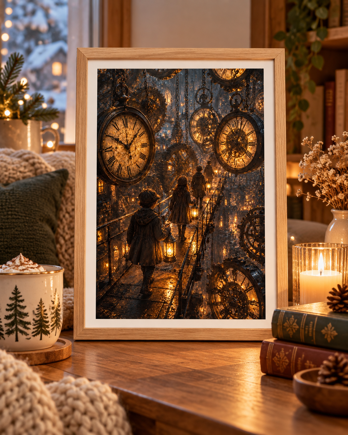 Clockwork Lantern Path A4 Print – Fantasy Wall Art