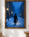 Scrooge walking through the snow A4 Art print