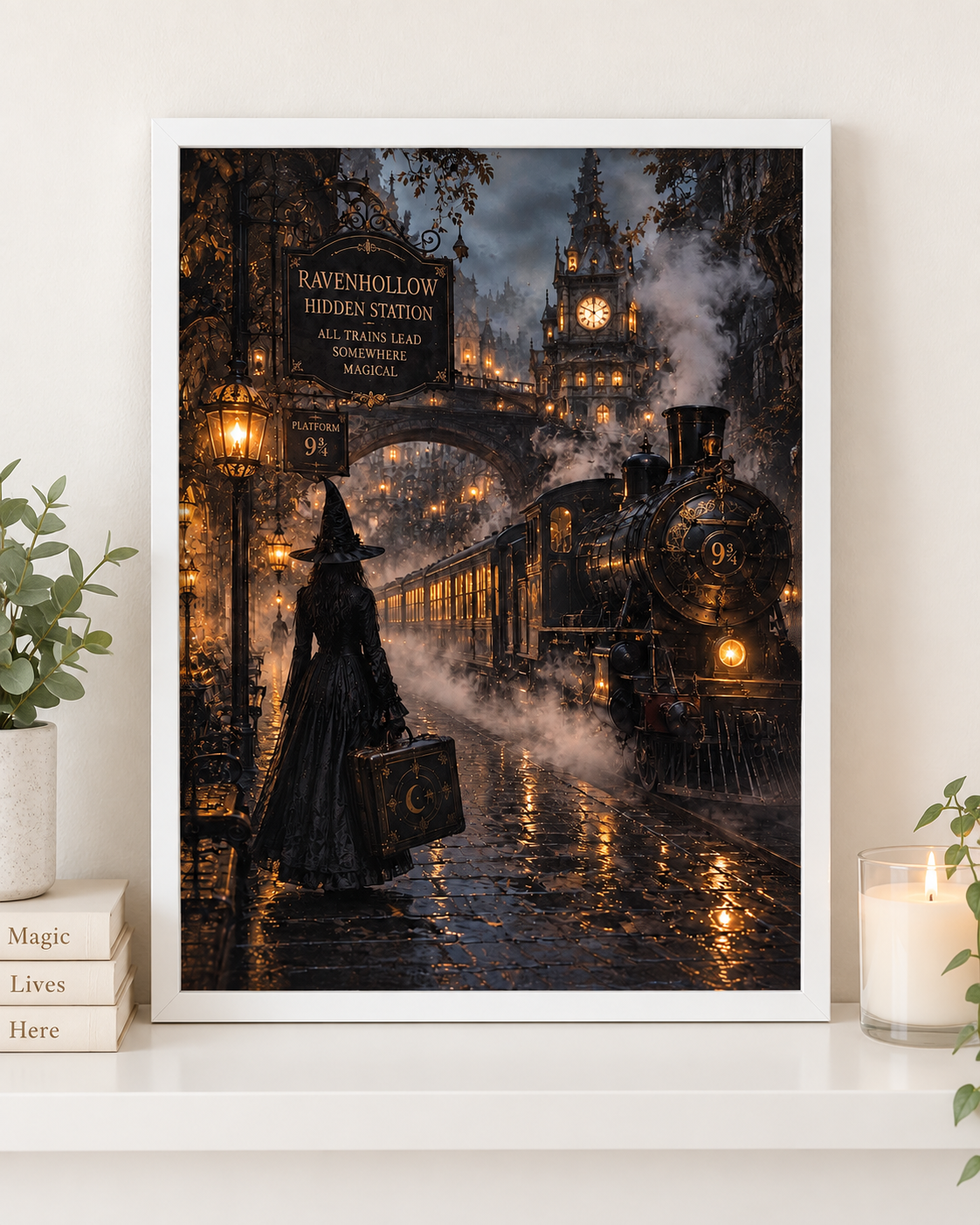 Ravenhollow Hidden Station Gothic Witch Train Art Print