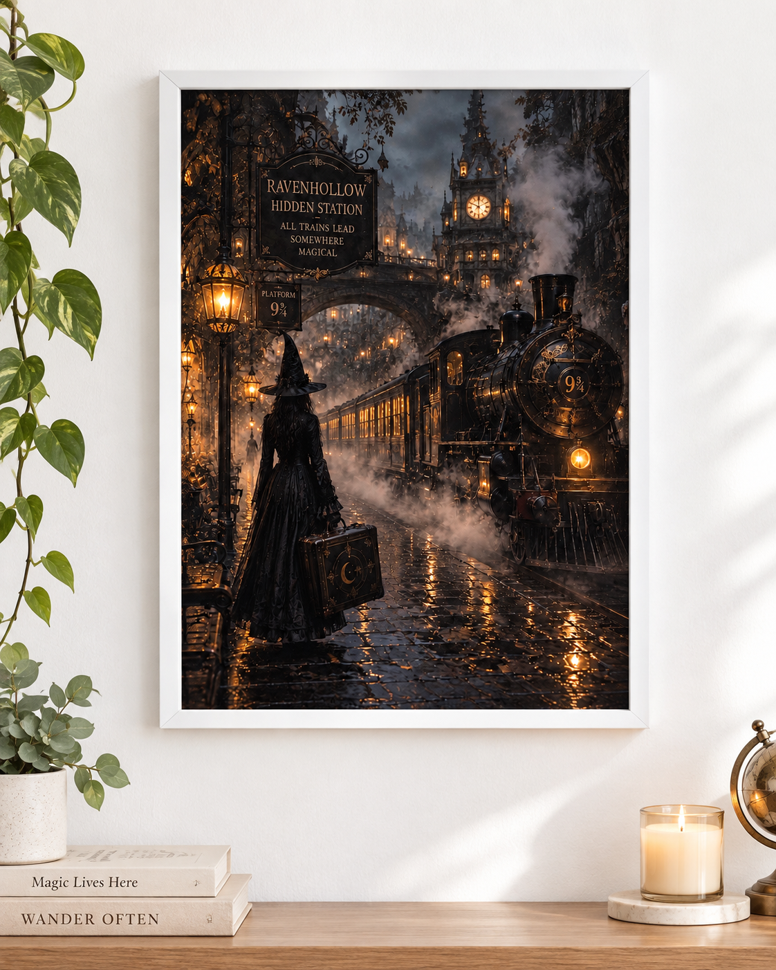 Ravenhollow Hidden Station Gothic Witch Train Art Print