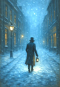 Scrooge walking through the snow A4 Art print